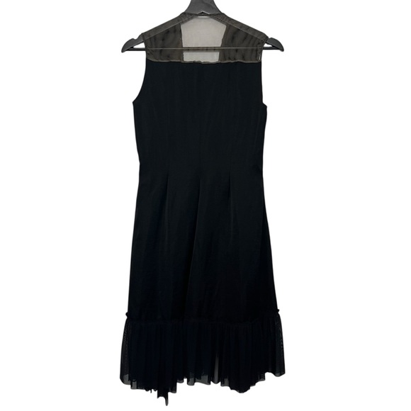Gary Graham Satin Linen Sheer Lace Longline Drape Front Vest Black 2 Goth Unique - Picture 4 of 5